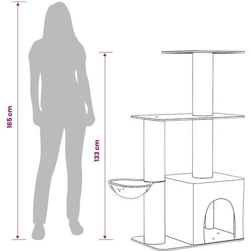  Mačje drvo s sisalnim postoljima za grebanje Tamnosiva 133 cm Slike