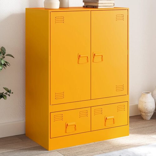 vidaXL Visoka omarica gorčično rumena 67x39x95 cm jeklo Cene