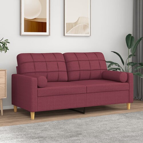 vidaXL Kavč dvosed z blazinami vinsko rdeč 140 cm blago Cene