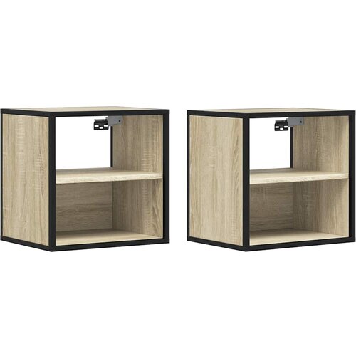  Zidni noćni ormarići 2 kom sonoma hrast 40x31x39,5 cm Smeđa Slike