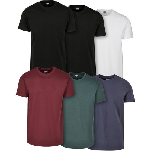 UC Men Basic Tee 6-Pack blk/blk/wht/rdwn/bttlgrn/nvy Slike