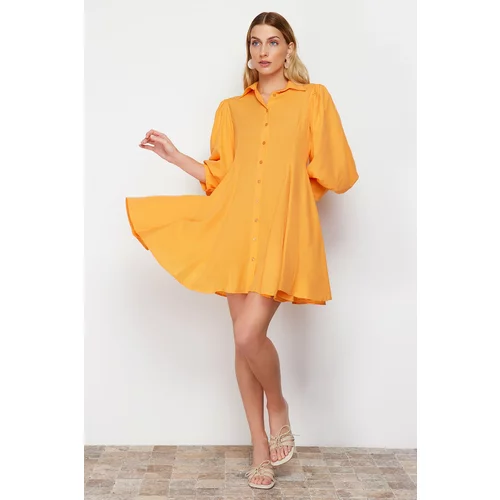 Trendyol Orange Skirt Piece Woven Mini Shirt Dress