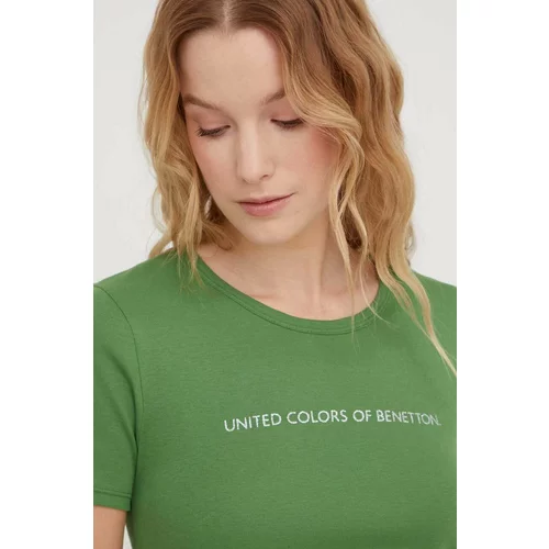 United Colors Of Benetton Bombažna kratka majica ženski, zelena barva