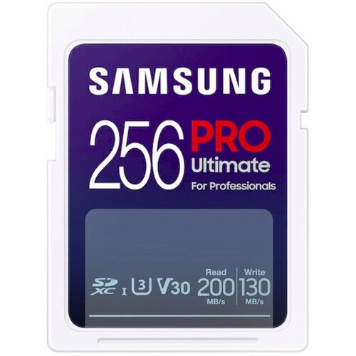 Samsung SD Card 256GB, PRO Ultimate, SDXC, UHS-I U3 V30, Read up to 200MB/s, Write up to 130 MB/s, for 4K and FullHD video recording ( MB-SY256S/WW Cene
