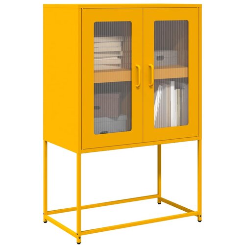 VidaXL Highboard Gorčično rumena 68x39x107 cm Jeklo Slike