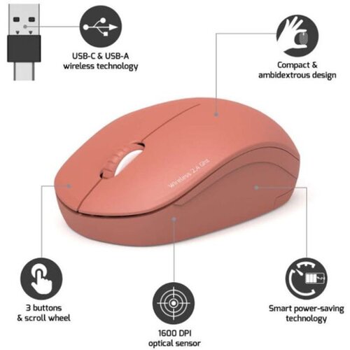 Port Designs Port mi&amp;scaron; OFFICE bežični USB-A/USB-C, narančasti 900542 Slike