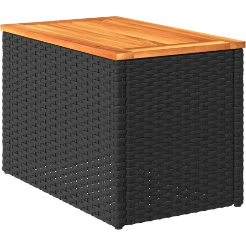  Vrtni bočni stolići 2 kom crni 55 x 34 x 37 cm poliratan i drvo Slike