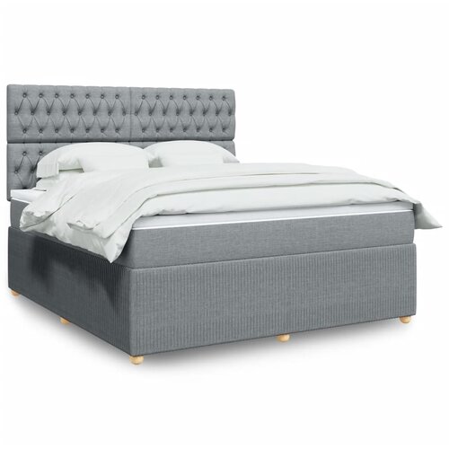 vidaXL Box spring postelja z vzmetnico svetlo siva 180x200 cm blago Cene