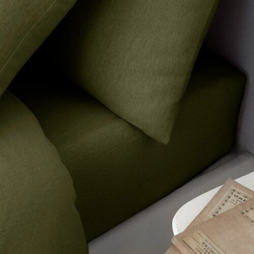 Catherine Lansfield Kaki zelena napenjalna flanelna rjuha 90x190 cm Brushed &amp;ndash; Slike