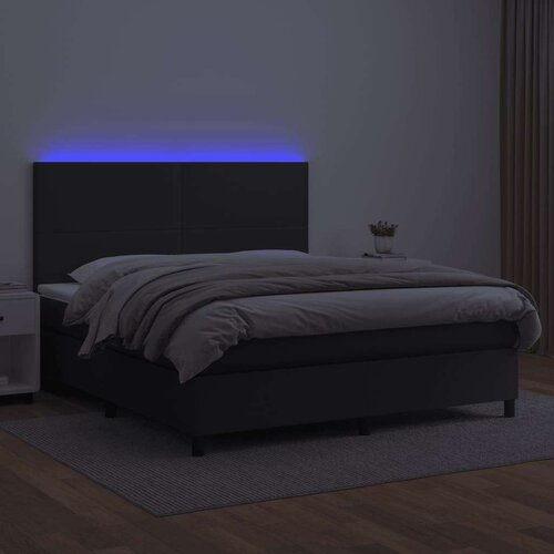  Box spring s madracem LED crni 160x200cm od umjetne kože Slike