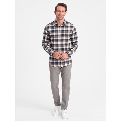Ombre Men&amp;#039;s tailored chino pants - dark beige Slike