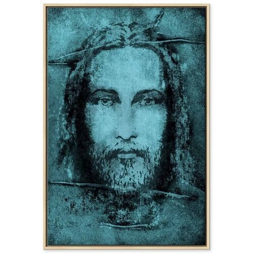  Slika - Shroud of Turin in Turqoise (1 Part) Vertical 40x60 U prirodnom drvenom okviru Slike