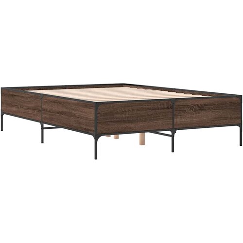  Okvir kreveta smeđi hrast 140x200cm konstruirano drvo i metal Slike