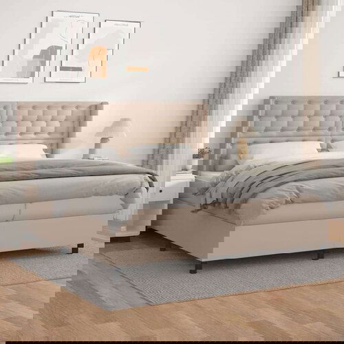  Box spring postelja z vzmetnico kapučino 200x200 cm um. usnje, (20900502) Slike