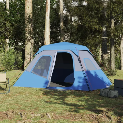 Šator za kampiranje za 6 osoba plavi od tkanine vodootporan