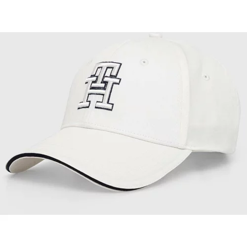 Tommy Hilfiger Bombažna bejzbolska kapa bela barva