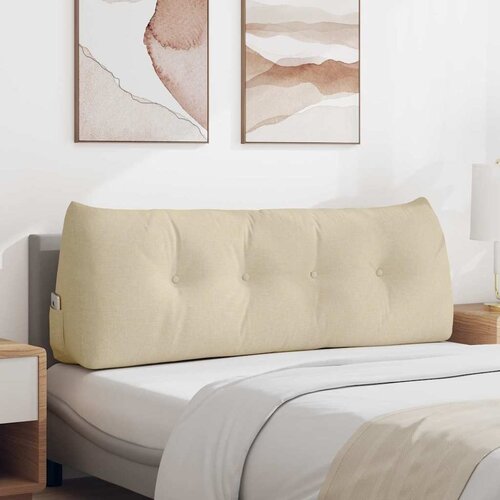 vidaXL Poglavni vzglavnik krema 140 x 24 x 50 cm blago Cene