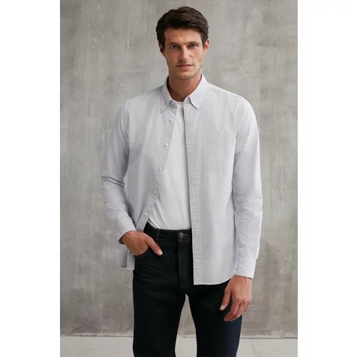 GRIMELANGE Cliff Oxford Regular Gray / White Single Shirt