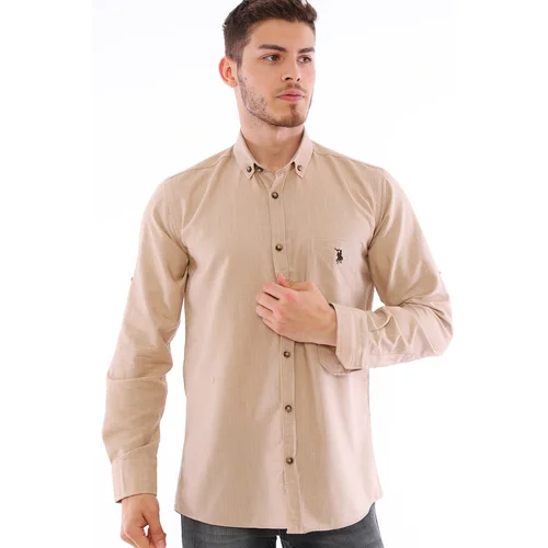 Dewberry G723 MEN'S SHIRT-BEIGE