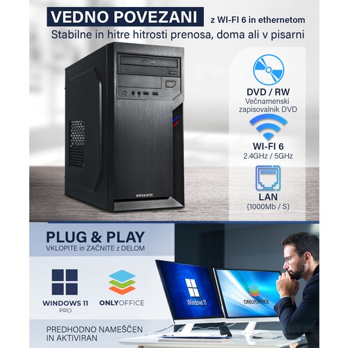 HYPER BYTE PC &amp;ndash; namizni / pisarni&amp;scaron;ki računalnik - Intel Core i5 | 3,6 GHz | 8GB RAM | 240GB SSD Festplatte | WLAN | DVD+RW | USB 3.0 | Windows 11 Pro, (21912903) Slike