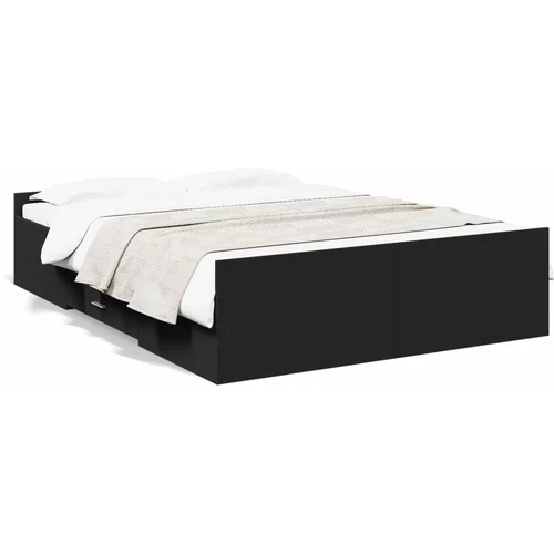 vidaXL Okvir za krevet s ladicama crni 120x190 cm konstruirano drvo