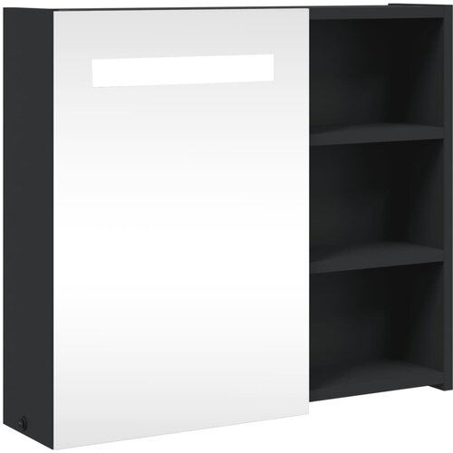 Maison Chic Kopalniška omarica - Kopalniški kabinet z ogledalom z LED lučko črna 60x13x52 cm, (21794453) Cene