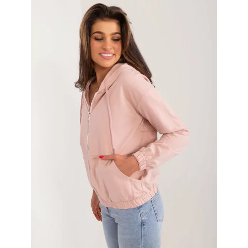 Fashion Hunters Light pink basic zip-up hoodie