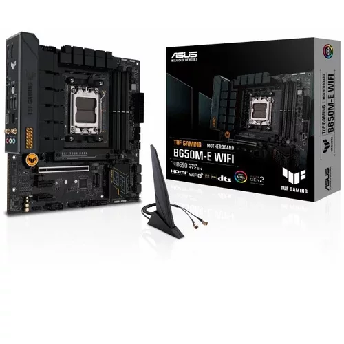 Asus TUF GAMING B650M-E WIFI AM5 mATX gaming matična plošča - AMD B650 4xDIMM DDR5 2xM.2 4xSATA PCIe 5.0 2.5Gb Ethernet WiFi 6 + Bluetooth 2xDisplayPort 1xHDMI with Aura Sync support - 90MB1FV0-M0EAY0