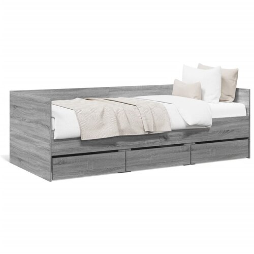 vidaXL Dnevna postelja s predali siva sonoma 90x190 cm inženirski les Cene