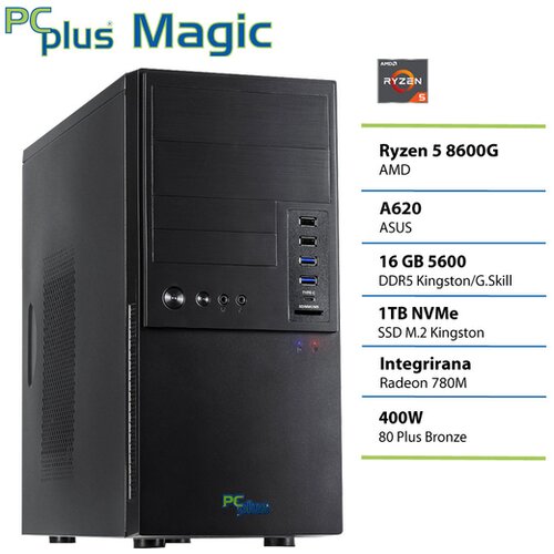 PCPLUS namizni računalnik Magic Ryzen 5 8600G/16GB/SSD 1TB/Radeon 760M/brez OS Slike