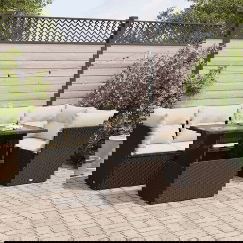  6-dijelni set vrtnih sofa od poliratana s jastucima smeđi Cijene