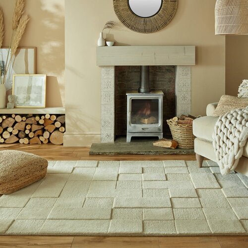 Flair Rugs Bež ručno rađen vunen tepih 240x340 cm Checkerboard &amp;ndash; Slike