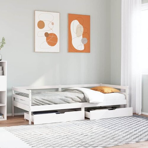  Dnevni krevet s ladicama bez madraca 90x200 cm masivno drvo Slike