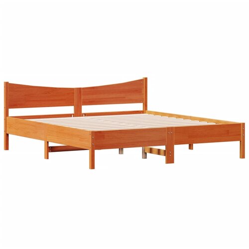 VidaXL Posteljni okvir z vzglavjem vo&amp;scaron;čeno rjava 180x200 cm borovina, (21095264) Slike