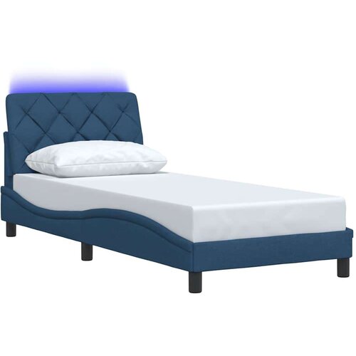 Okvir kreveta s LED-om bez madraca plava 80x200cm od tkanine Slike
