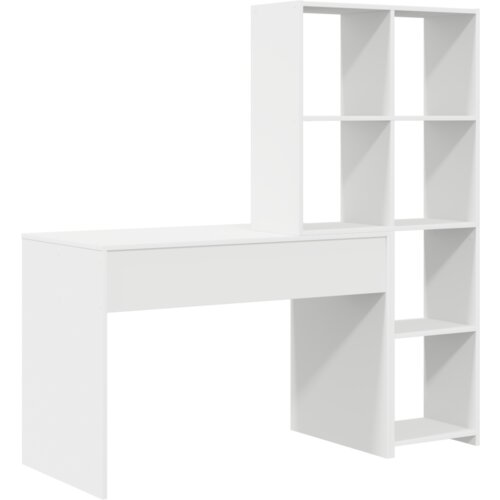 VidaXL Stol s policom s pohranom Bijela 138.5 x 55 x 143 cm Konstruirano drvo Slike