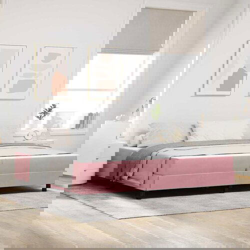 vidaXL Boxspring krevet s madracem Ružičasta 200 x 200 cm Baršun Cene