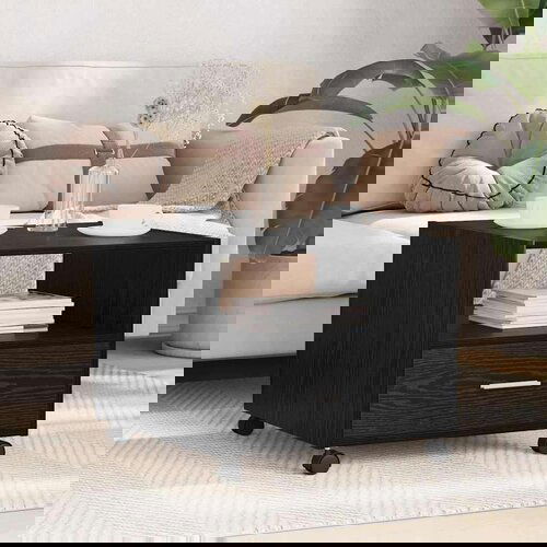 vidaXL Klubska miza Črni hrast 55 x 55 x 45 cm Konstruiran les Cene