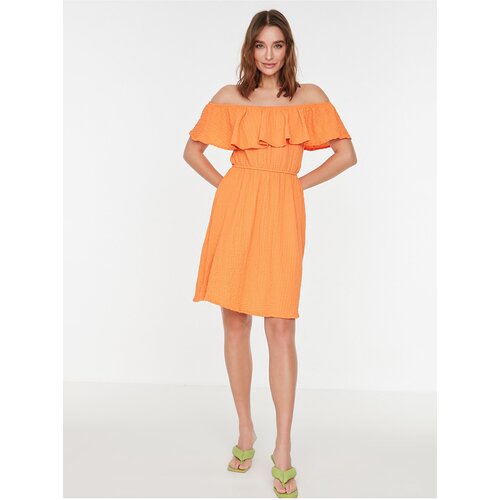 Trendyol Women&amp;#039;s Orange Dress with Off Shoulders - Women Slike