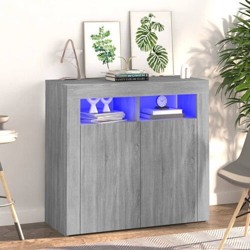vidaXL Komoda z LED lučkami siva sonoma 80x35x75 cm Cene