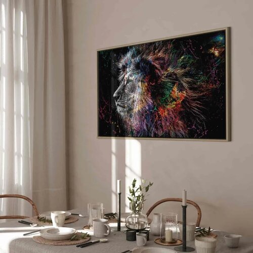  Slika - Crazy Lion (1 Part) Wide 120x80 U prirodnom drvenom okviru Slike