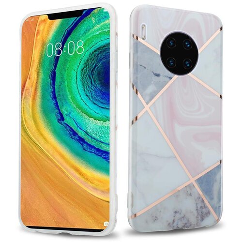 Cadorabo Case, združljiv s Huawei v roza belem zlatim marmorju &scaron;t. 9 - Za&scaron;čitni pokrov iz silikona TPU z vzorcem mozaikom, (20568048) Cene