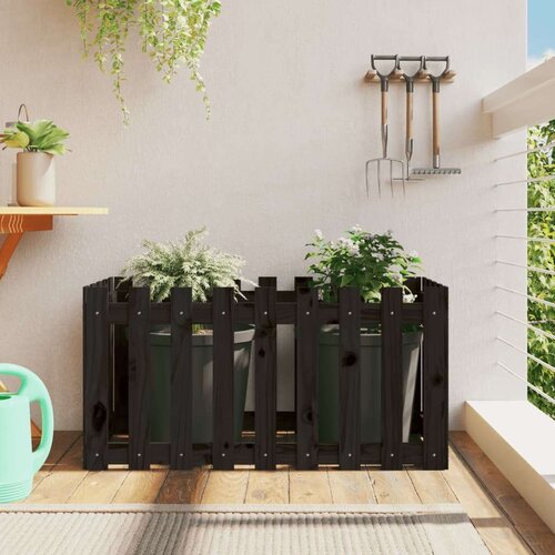 VidaXL Povi&amp;scaron;ena vrtna gredica crna 100x50x50 cm masivna borovina Slike