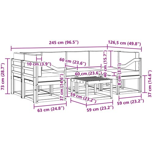  Set vanjskih sofa 7 kom. Bijela i bež Slike