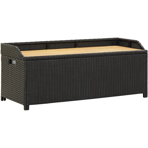 The Living Store Vrtna klop s prostorom za shranjevanje 120 cm poli ratan črna - Klop S Prostorom Za Shranjevanje, (21460097) Slike