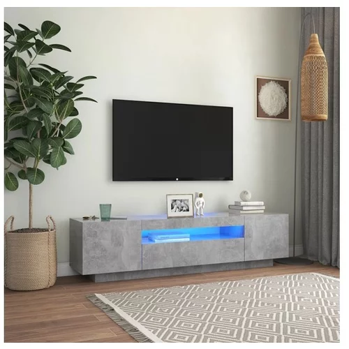  TV omarica z LED lučkami betonsko siva 160x35x40 cm