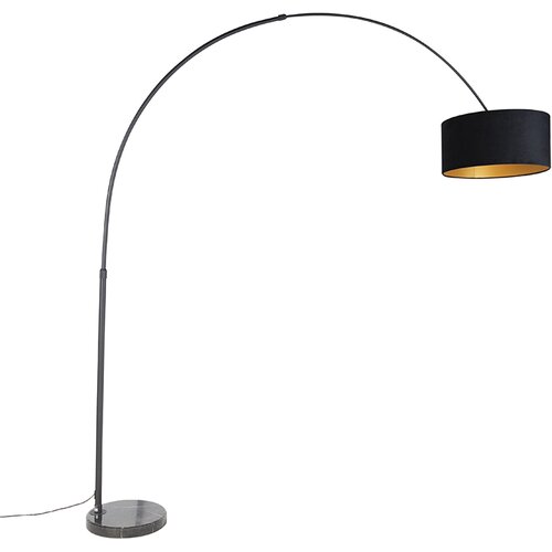 QAZQA Obločna svetilka črna velur senca črna z zlatom 50 cm - XXL Cene