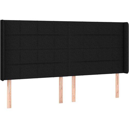 Uzglavlje crno 163 x 16 x 118/128 cm od tkanine Slike