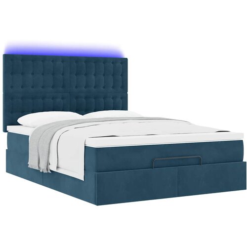  Ottoman krevet s madracima i LED diodama tamnoplavi 140x200 cm bar&amp;scaron;un Slike