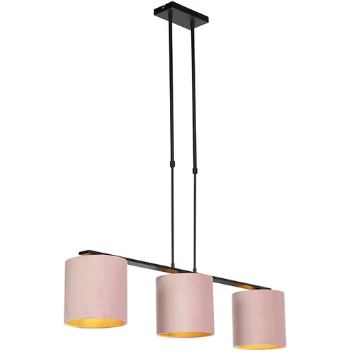QAZQA Viseča svetilka z velur odtenki roza z zlatom 20 cm - Combi 3 Deluxe